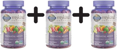 3 x Garden of Life Mykind Organics Prenatal Multi Gummies, Organic Berry - 120 gummy