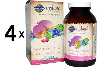 4 x Garden of Life Mykind Organics Womens Multi 40+ - 120 tabs