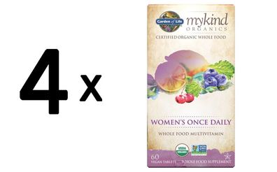4 x Garden of Life Mykind Organics Women's Once Daily - 60 tablets