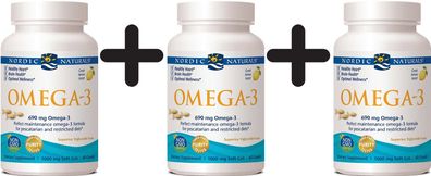 3 x Nordic Naturals Omega-3, 690mg Lemon (Fish Gelatin) - 60 fish gels