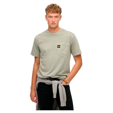 T-Shirt Superdry M1012079A-E4Q Kontrastnaht und Brusttasche Grén