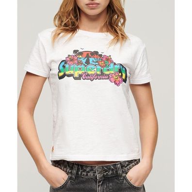 T-Shirt Superdry Cali Sticker Fitted Weiß Slim Fit