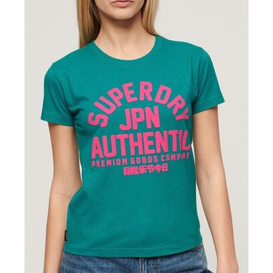 T-Shirt Superdry Puff Print Archive Slim Fit Kurzarm Grén