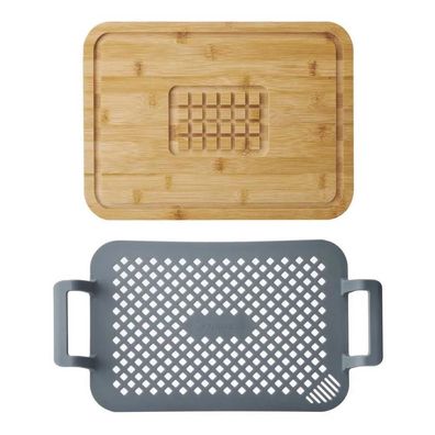 Röstset Aster Beige mit Silikonbasis und Holzbrett