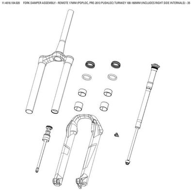 Komplettes Rockshox Gabel Compression Kit 17mm 100-160mm