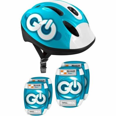 Schutzset Stamp Kinder Rollerhelm und Protektoren Blau