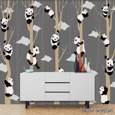 Vlies Fototapete Wandtapete Wandbilder Kinderzimmer Panda Cartoon 4362