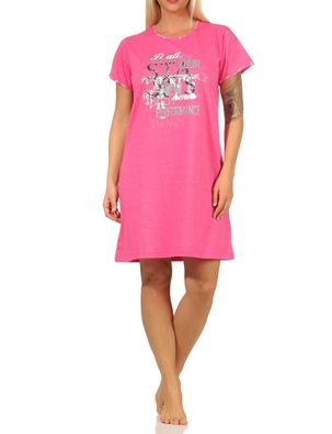 Damen kurzarm Nachthemd mit tollem Motiv - 67140