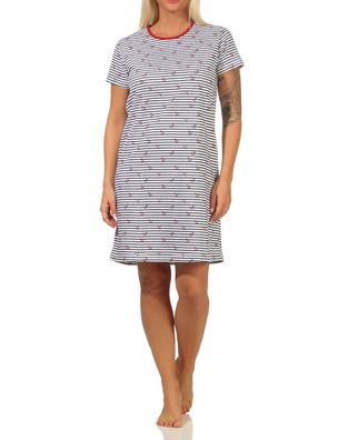 Damen kurzarm Nachthemd in maritimer Optik - 112 214 10 716