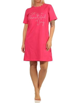 Damen kurzarm Nachthemd mit Zierspruch - 112 214 10 713