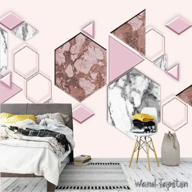 Vlies Fototapete Wandtapete Wandbilder Rosa Romantischer Sechseckig Marmor 4377