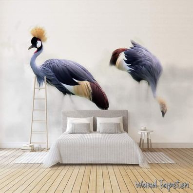 Vlies Fototapete Wandtapete Wandbilder Straußen und Flamingo Wandbild 4378