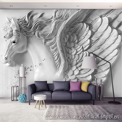 Vlies Fototapete Wandtapete Wandbilder Moderne 3D Relief Pegasus 4387