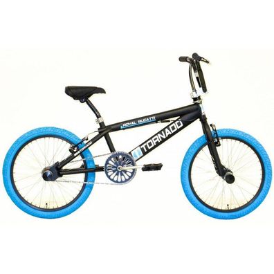 BMX-Rad Royal-Bugatti Tornado Freestyle 20 Zoll - Matt Schwarz mit Blauen Reifen