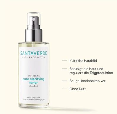Santaverde Naturkosmetik - pure clarifying toner Klärender Gesichtstoner - 100 ml