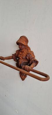 Handtuchhalter aus Gusseisen, Antikstil, Gründerzeit, Frau, Figur, Küche, Bad