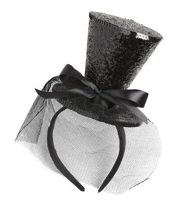 Haarreif Minizylinder schwarz glitter Widmann
