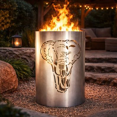Feuertonne Elefant - Dekorativer Feuerkorb aus Stahl für Garten & Terrasse