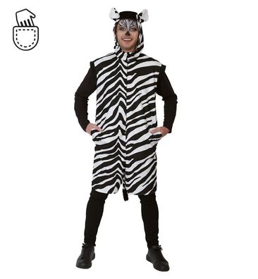 narrenwelt Zebra Overall Streifenlook Kurzoverall Kapuze Motto Party Cosplay M-XL