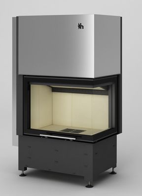 Wassergeführter Kamineinsatz 12KW Volcano WPTh-12 Steglos Verglast Hebetür