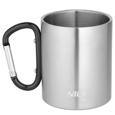 NC17110 Campingbecher MIT Karabinerhaken 300 ML Edelstahl Schwarz Becher