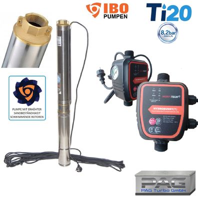Energiesperende 3" Tiefbrunnenpumpe 3000l/h - 8,2bar + Pumpensteuerung Hydrobuddy T