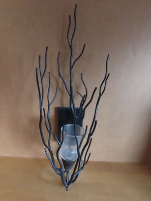 Wandkerzenhalter mit Glas Äste für Teelicht Votivkerze PartyLite ca.47 cm H