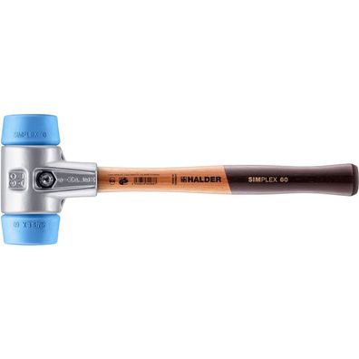 HALDER Simplex Schonhammer Ø 60 mm TPE-soft blau mit Aluminiumgehäuse