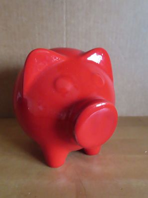 Figur Spardose Sparschwein rot Keramik OHNE Schlüssel ca. 13 cm H