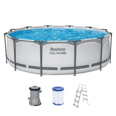 Steel Pro MAX™ Frame Pool Set mit Filterpumpe Ø 366 x 100 cm, lichtgrau, rund