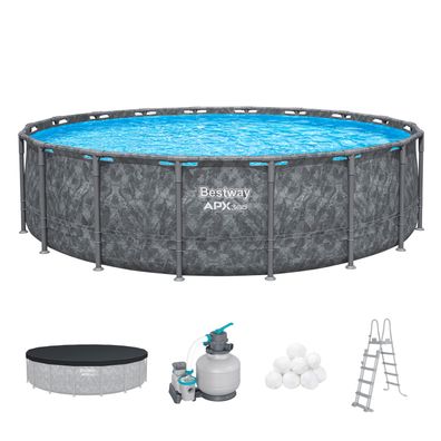 APX365™ Winterfestes Frame Pool Komplett-Set mit Sandfilteranlage Ø 549 x 132 cm,