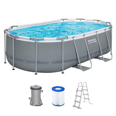 Steel Pro MAX™ Frame Pool Set mit Filterpumpe 427 x 250 x 100 cm , grau, oval