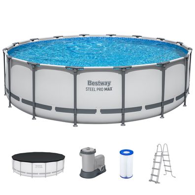 Steel Pro MAX™ Frame Pool Komplett-Set mit Filterpumpe Ø 488 x 122 cm , lichtgrau,