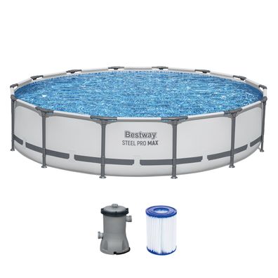 Steel Pro MAX™ Frame Pool Set mit Filterpumpe Ø 427 x 84 cm, lichtgrau, rund