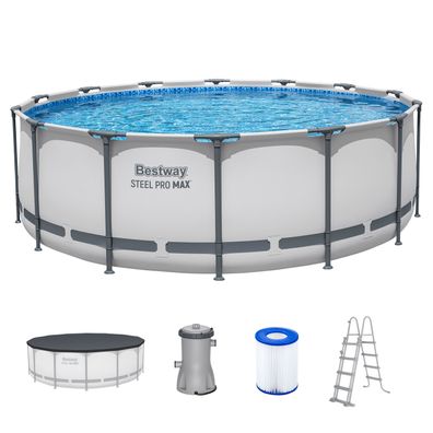 Steel Pro MAX™ Frame Pool Komplett-Set mit Filterpumpe Ø 427 x 122 cm, lichtgrau,