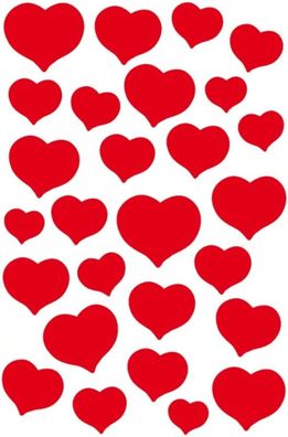 HERMA 3254 Aufkleber Herzen Rot klein, 27 Stück, 3D Herz Sticker, selbstklebend, Etik