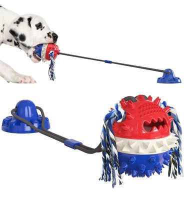 Interaktives Hundespielzeug mit Saugnapf &Quietschfunktion -Zahnpflege & IQ-Ball