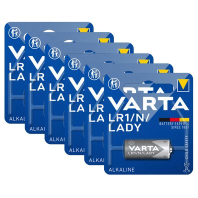 6x VARTA LR1 Lady N 4001 MN9100 Batterie 850mAh ø12x29mm 4001