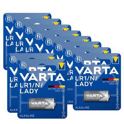 10x VARTA LR1 Lady N 4001 MN9100 Batterie 850mAh ø12x29mm 4001