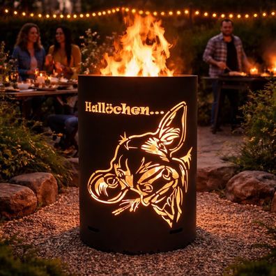 Kuh Feuertonne / Feuerkorb / Feuschale mit Motiv " Kuh - Hallöchen "