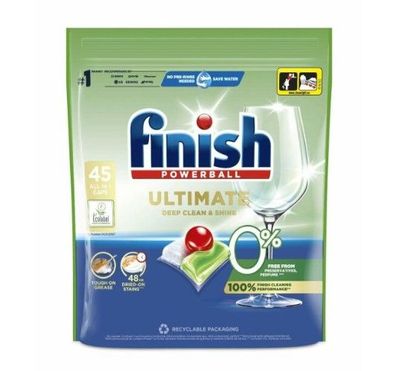 Finish Ultimate All in 1 0% Dishwasher Capsules 45pcs