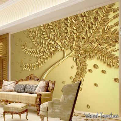Vlies Fototapete Wandtapete Wandbilder 3D Luxuriöse Goldenem Geldbaum 4388