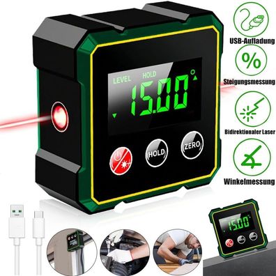 Mini Digital Winkelmesser Wasserwaage Magnetisch LCD Neigungsmesser Mit Laser DE