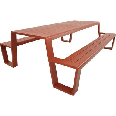 Picknick-Set Estilo Gartenbank Sitzgarnitur Bank mit Tisch rechteckig 220cm rot