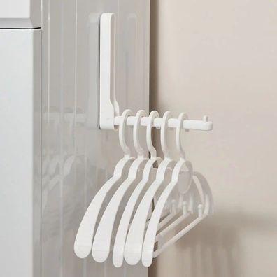 Foldable Wall-Mounted Clothes Hanger & Hook Storage Rack, Space-Saving