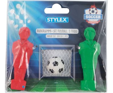 Radiergummi-Set Fußball 3-teilig 2 Kicker Figuren 1 Fußball