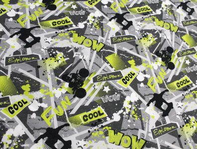 0,5 m Sweatshirt Stoff, "Explorer" 140 cm breit,(18,90 Euro/m), kater, Quad