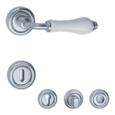 Linea Cali Dalia Rosettengarnitur Chrom poliert Handhabe weiß Klinke