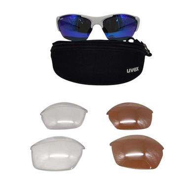 uvex blaze III Sportbrille Unisex mit Wechselscheiben Weiß Schwarz Blau