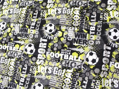 0,5 m Sweatshirt Stoff, "Football" 140 cm breit,(18,90 Euro/m)